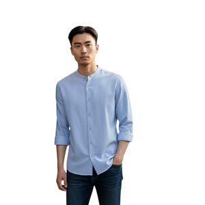 TED BAKER LONDON 3 = Men's M Shirt Button Up Linen Blend Band Collar Preppy 38"